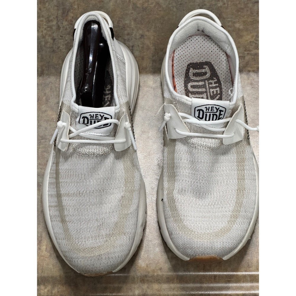 Hey Dude Sirocco Knit Sneakers Mens 7 White Cream Lightweight Slip On Shoes